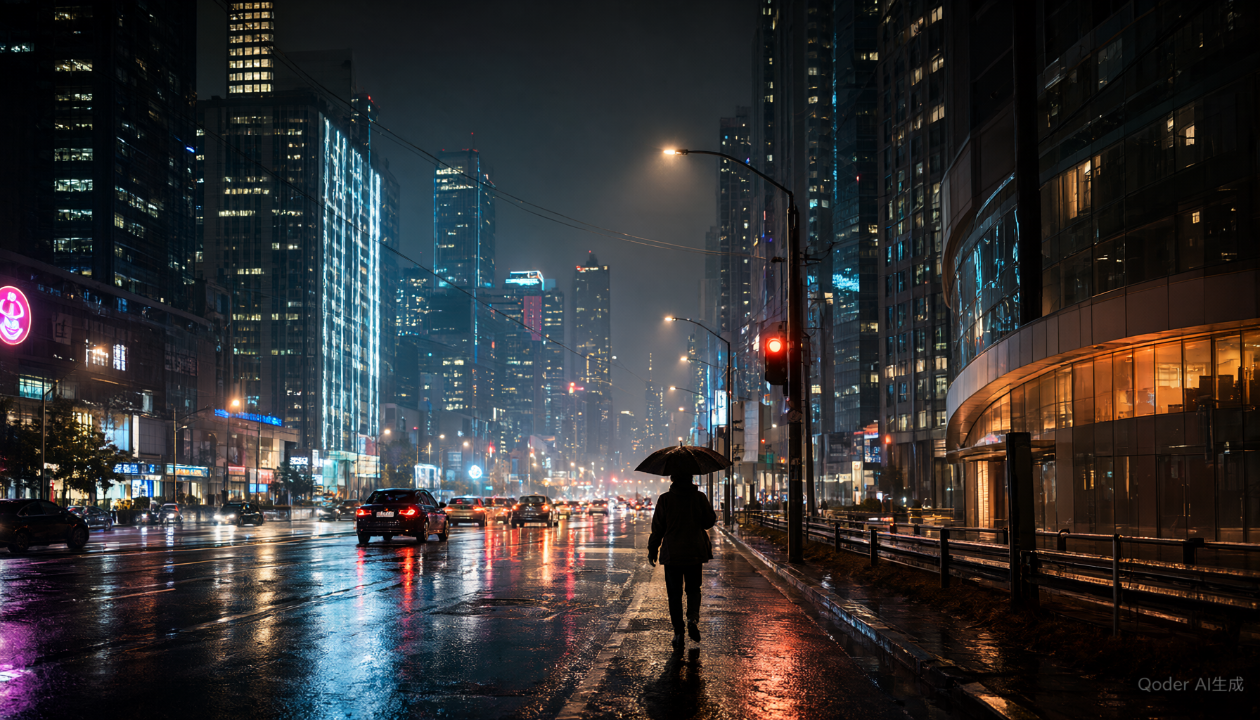 智能画布预览：雨夜霓虹镜头